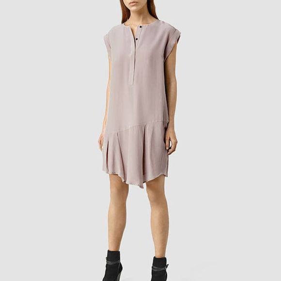All Saints Dresses & Skirts - AllSaints Roka Rose Pink Silk-Blend Asymmetrical Dress